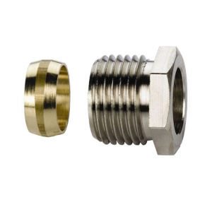 Обжим на трубку 15 мм х 1/2" никелированный Huch EnTEC