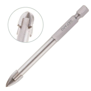 Сверло по кафелю/стеклу 10 х 100 мм четырехкромочное шестигранное GEPARD