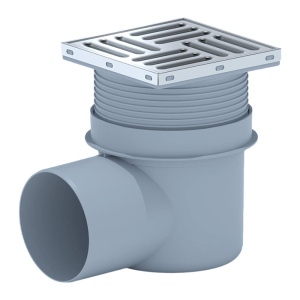 Трап для душа регулируемый горизонтальный АНИПласт ТQ1612 DN110 с "сухим" затвором и решеткой 150х150 из нержавеющей стали