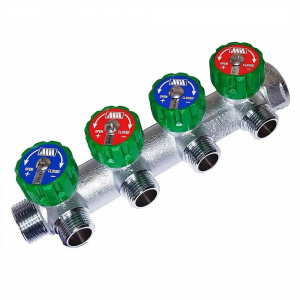 Коллектор регулирующий на 4 выхода 1" х 3/4" под евроконус, Millennium