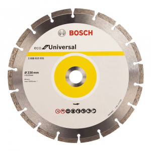 Диск алмазный отрезной 230 х 22.2 мм BOSCH Eco Universal Segmented (универсальный) Диск алмазный отрезной 230 х 22.2 мм BOSCH Eco Universal Segmented (универсальный)