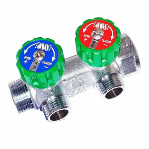 Коллектор регулирующий на 2 выхода 3/4" х 1/2" под плоское уплотнение, Millennium