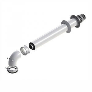 Дымоход для котла KIT 08, 60/100 мм L= 800 мм, горизонтальный коаксиальный (Россия)