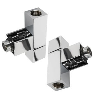 Соединение вентильное угловое с квадратным краном для полотенцесушителя 1/2"НР х 1/2"НР LUXON