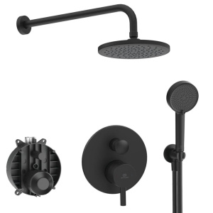 Душевая система скрытого монтажа Ideal Standard Ceraline Black 6 в 1, чёрный (верхний душ 200 мм)