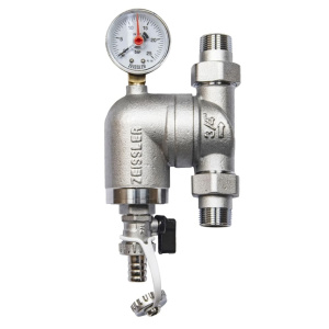 Фильтр Zeissler 3/4" НР самопромывной с поворотным соединением с манометром, никелированный