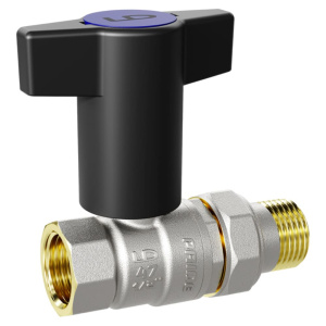 Кран шаровой с американкой LD Pride 1/2"НР х 1/2"ВР латунный с удлиненной Т-рукояткой