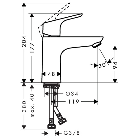 Смеситель для раковины 100 Hansgrohe Focus 31517000
