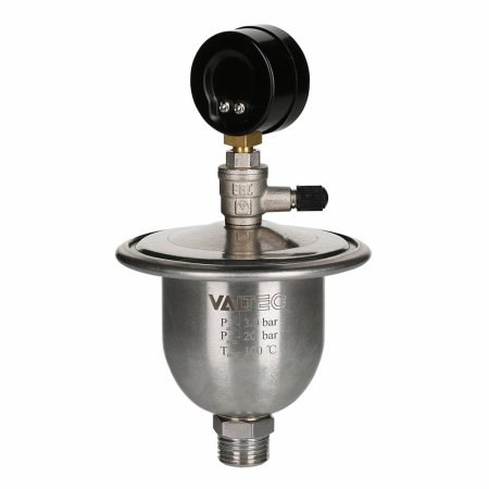 Компенсатор (гаситель) гидроударов мембранный с манометром НР 1/2" Valtec