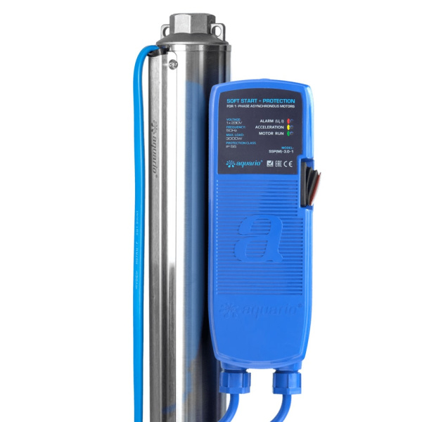 Скважинный насос Aquario ASP1E-75-75(P) с пуско-защитным блоком (напор 85 м, кабель 50 м)