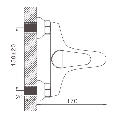 Смеситель для ванны Gerhans K13010 с коротким изливом