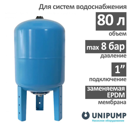 Гидроаккумулятор UNIPUMP ГВ 80 (БЭЗ) вертикальный