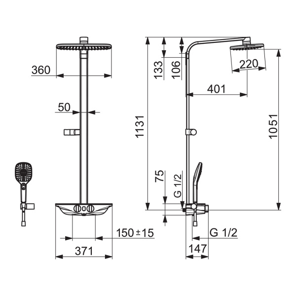 Термостатическая душевая система Oras Esteta Wellfit 7592U-15
