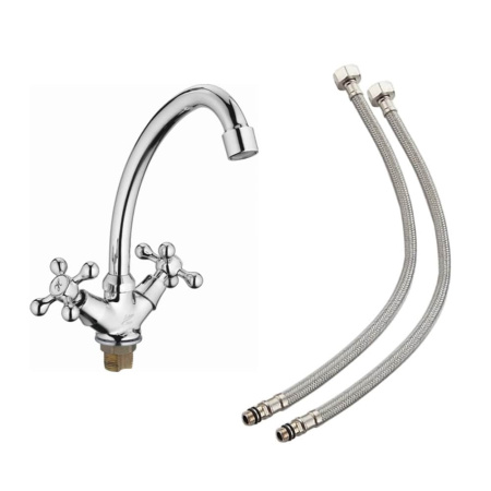 Смеситель двухвентильный для кухонной мойки Ledeme L5908 хром