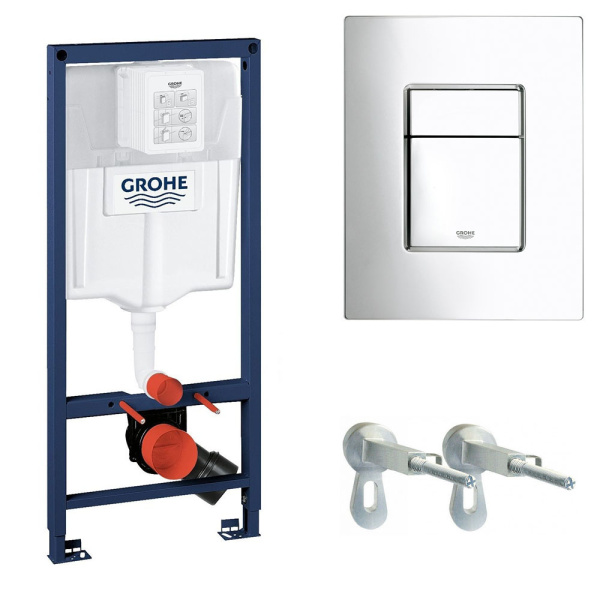 Инсталляция для навесного унитаза GROHE Rapid SL с квадратной панелью смыва Skate Cosmopolitan (3 режима), комплект 3 в 1, арт. 38772001 Инсталляция для навесного унитаза GROHE Rapid SL с квадратной панелью смыва Skate Cosmopolitan (3 режима), комплект 3 в 1, арт. 38772001