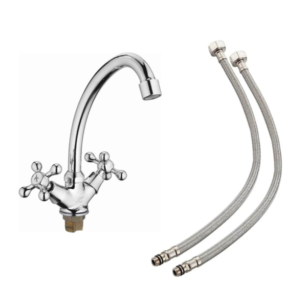 Смеситель двухвентильный для кухонной мойки Ledeme L5908 хром