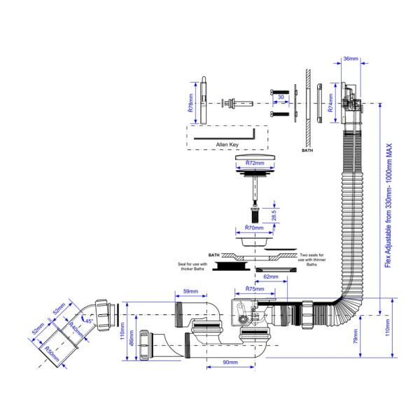Сифон для ванны автомат McAlpine SLIM MP31SSF-CBR-1M хром с ревизией (40/50 мм L 1000 мм) Сифон для ванны автомат McAlpine SLIM MP31SSF-CBR-1M хром с ревизией (40/50 мм L 1000 мм)