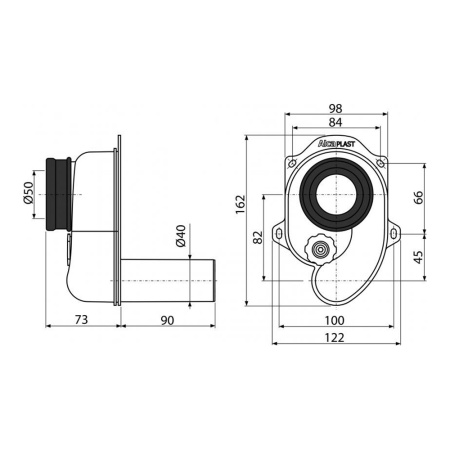 Сифон для писсуара Alcaplast A45B горизонтальный отвод
