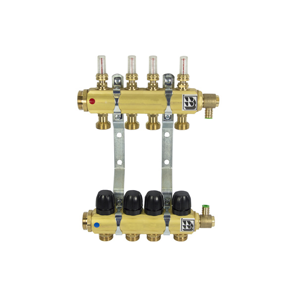 Коллектор латунный для теплого пола на 4 контура Afriso