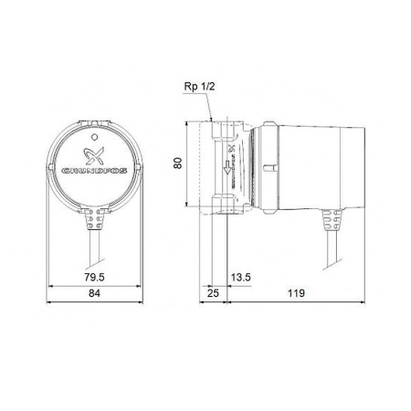 Насос циркуляционный Grundfos COMFORT 15-14 B PM, 80 мм