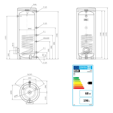 Бойлер косвенного нагрева Reflex Storatherm Aqua AF 200 1M_C белый