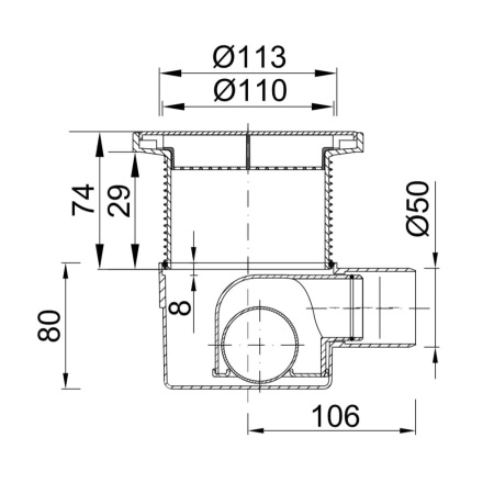 Трап для душа боковой, низкий с нержавеющей решеткой 150 х 150 мм STYRON, арт. STY-1007