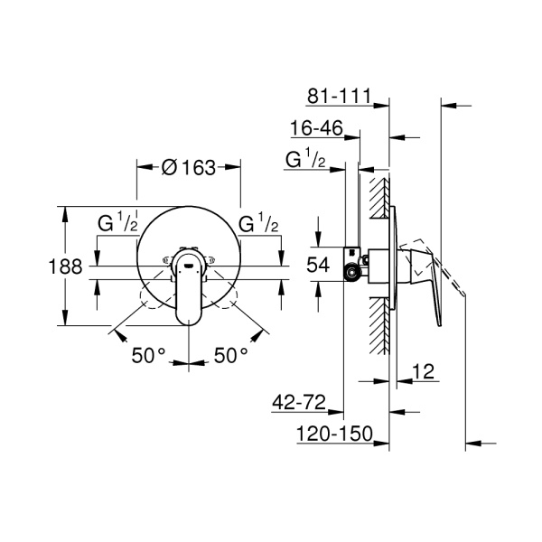 Смеситель скрытого монтажа для душа Grohe Eurosmart Cosmo 32880000 Смеситель скрытого монтажа для душа Grohe Eurosmart Cosmo 32880000
