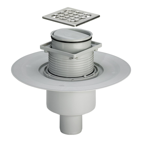 Трап для ванной комнаты прямой регулируемый DN50/110 решетка нерж. 100 х 100 мм Advantix Viega