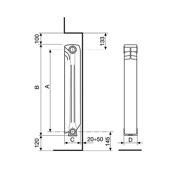 Радиатор алюминиевый Fondital Ardente C2 500/100, Италия