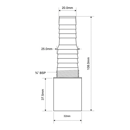 Адаптер для подключения слива 32 мм McAlpine арт. MRWMF32 прямой