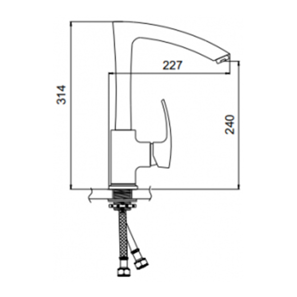 Смеситель для кухонной мойки Gerhans K14014W высокий молочный