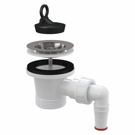 Донный клапан для мойки 6/4" Alcaplast A33P с нержавеющей решеткой DN70 и штуцером