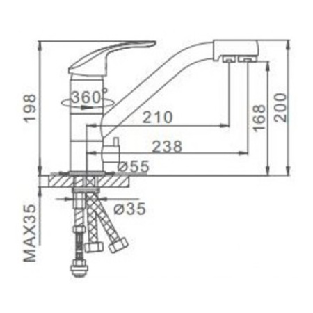 Смеситель для кухонной мойки Frap F4321-5 с выходом для питьевой воды