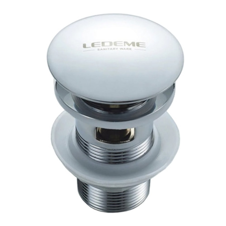 Донный клапан Ledeme L65-1 с переливом и большой кнопкой-сеткой Click/Clack 1 1/4" Донный клапан Ledeme L65-1 с переливом и большой кнопкой-сеткой Click/Clack 1 1/4"