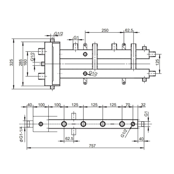 Гидравлический разделитель с коллектором на 3 контура (M2+1) в теплоизоляции, ZEISSLER
