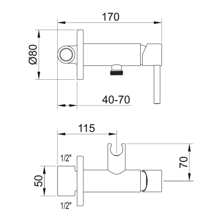 Смеситель для гигиенического душа Clever Atlas 97800 встраиваемый