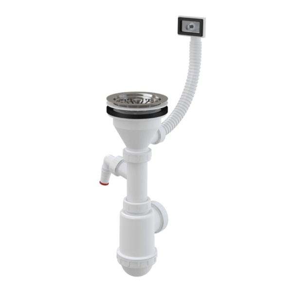 Сифон для мойки Alcaplast A447P-DN50/40 с нержавеющей решеткой DN115, с гофропереливом и штуцером
