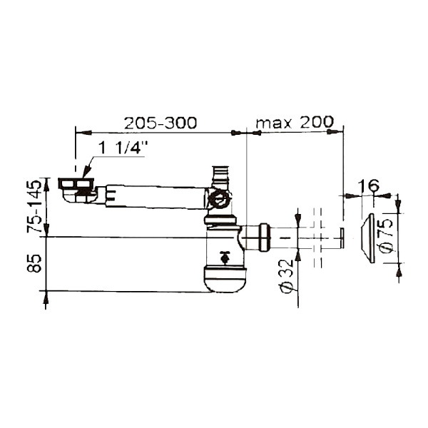 Полусифон для умывальника экономящий пространство PREVEX Preloc телескопический