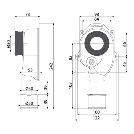 Сифон для писсуара Alcaplast A45C вертикальный отвод