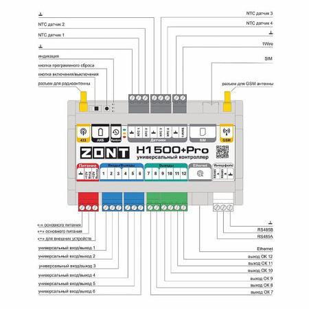 Контроллер отопительный универсальный ZONT H1500+ PRO