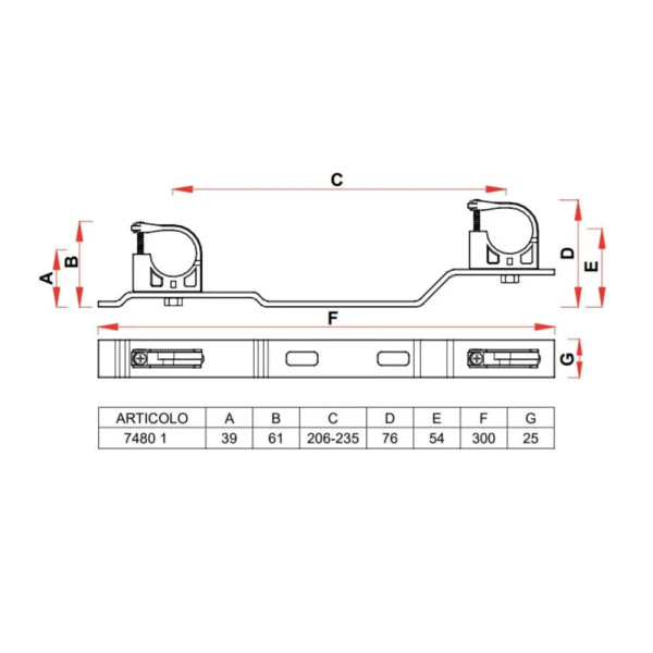 Кронштейн с креплениями 1" для монтажа коллекторов FAR Кронштейн с креплениями 1" для монтажа коллекторов FAR