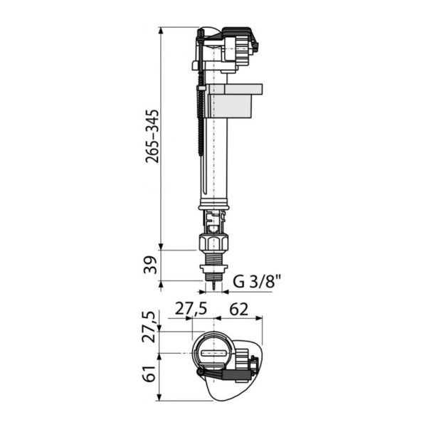 Впускной клапан нижний Alcaplast A18 3/8" с металлической резьбой для керамических бачков Впускной клапан нижний Alcaplast A18 3/8" с металлической резьбой для керамических бачков