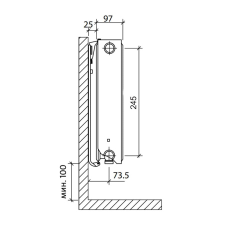 Радиатор стальной панельный Royal Thermo VENTIL COMPACT тип 22 300 х 700 (VC22-300-700 RAL 9016)