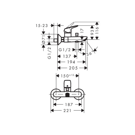 Смеситель для ванны Hansgrohe Logis 71400000