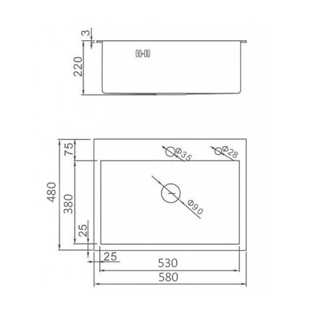 Мойка кухонная WISENT WS-35848B Графит (580 х 480 х 220 мм)