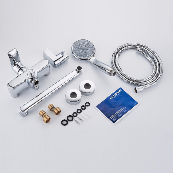 Смеситель для ванны Ledeme L2234 с длинным изливом 300мм хром
