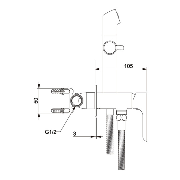 Смеситель для гигиенического душа Gappo Noar G7248-1 с держателем хром