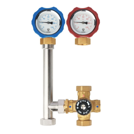 Насосная группа с трехходовым термостатическим смесительным клапаном KVS 2.5 (25°-55°), 1"x3/4" для SMARTBOX (без насоса) VIEIR