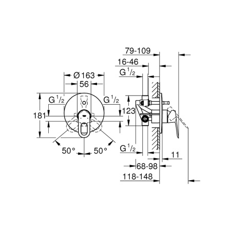 Смеситель скрытого монтажа для ванны Grohe BauLoop 29081000