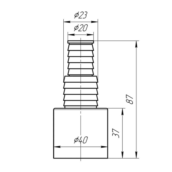 Адаптер для подключения слива прямой 20/23 мм х 40 мм Ани Пласт